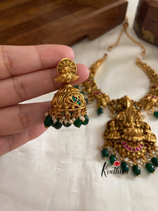 Jadau Lakshmi green beads necklace NC882