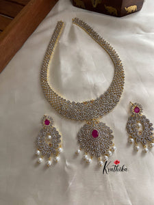 Gold alike AD Ruby haaram LH445