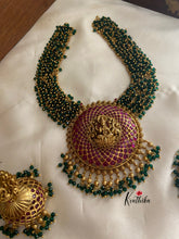 Green crystal beads Lakshmi Devi kempu necklace NC834