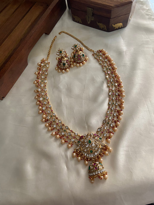 Three layer kundan pearls Haaram Lh449