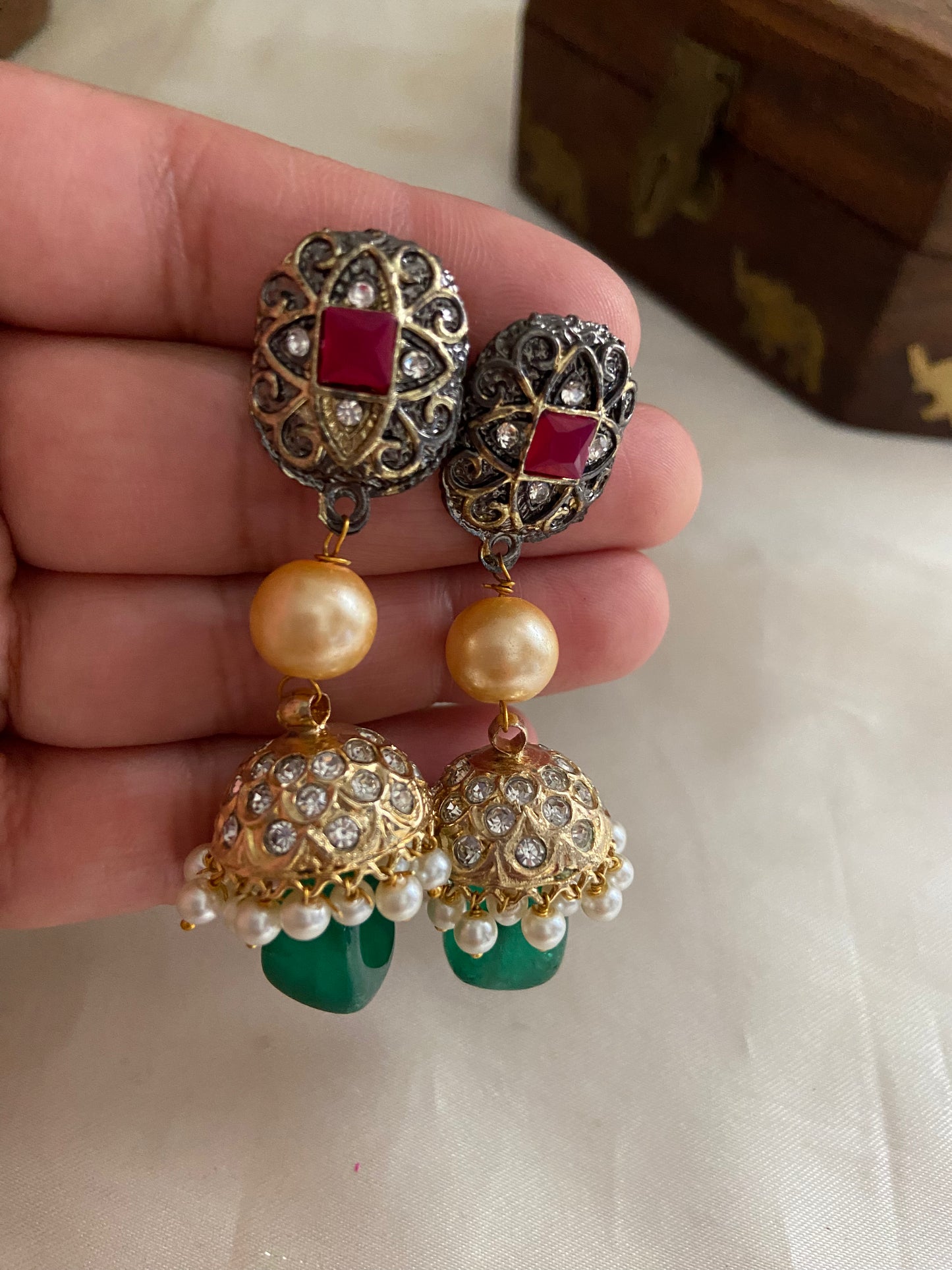 3 lines beads Haaram with earrings LH446 (colors available)