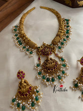 Premium kemp Lakshmi Devi pipe green beads necklace NC809