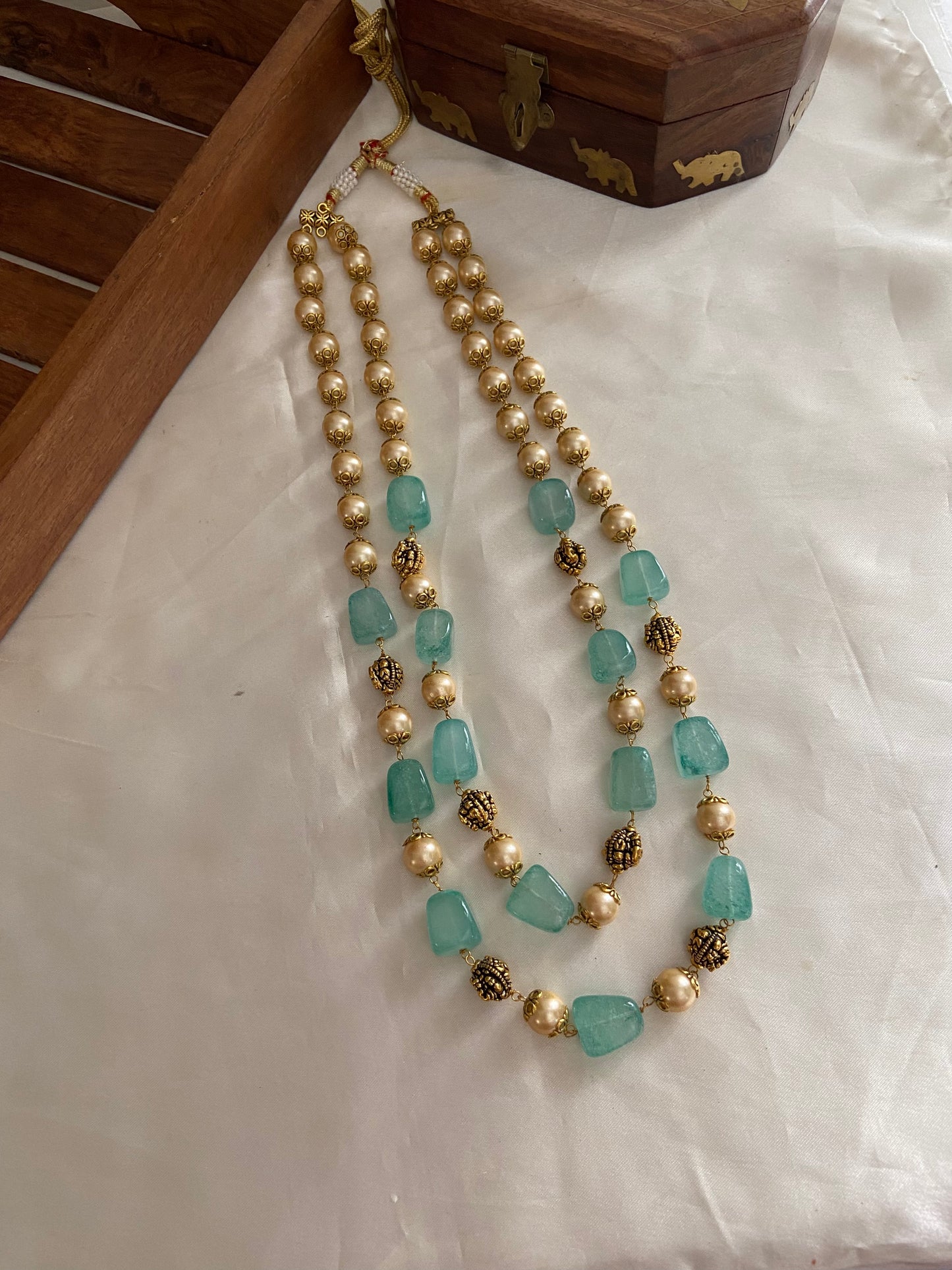 Two lines pearls beads maala LH402