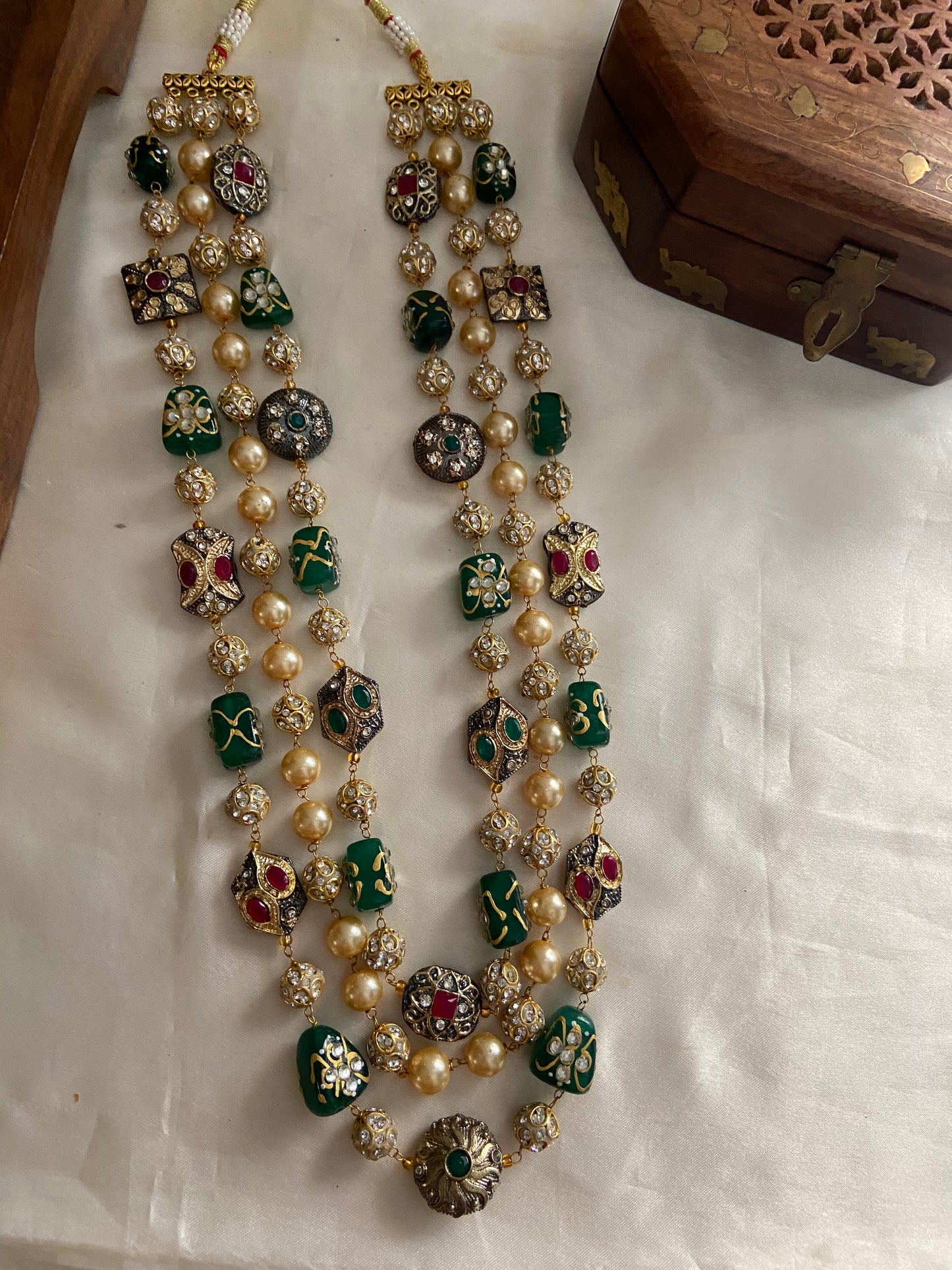 3 lines beads Haaram with earrings LH446 (colors available)