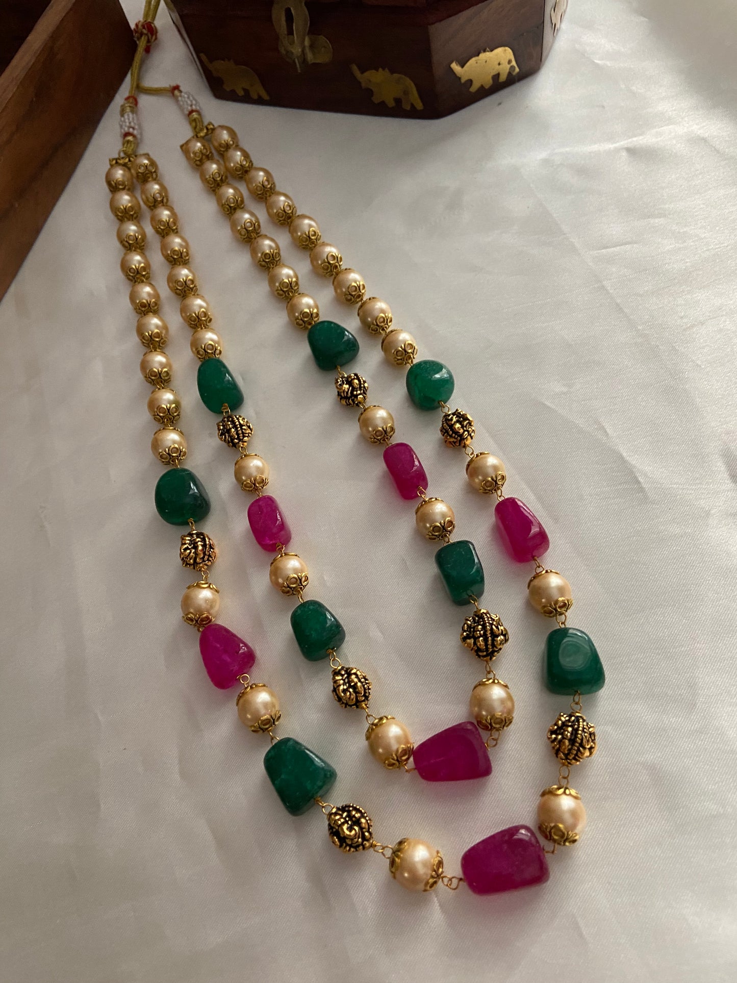 Two lines pearls beads maala LH402