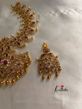 CZ mango necklace with golden bead drops NC841