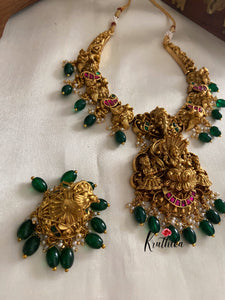 Jadau Lakshmi green beads necklace NC882