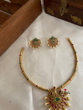 Simple AD lines pipe necklace set NC821