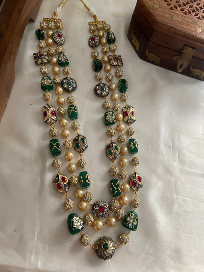 3 lines beads Haaram with earrings LH446 (colors available)