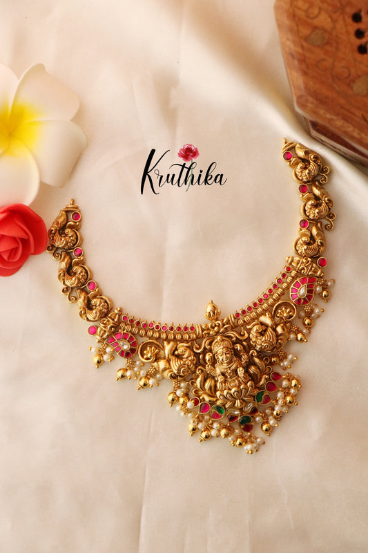 Premium Jadau Lakshmi Devi peacock necklace NC776