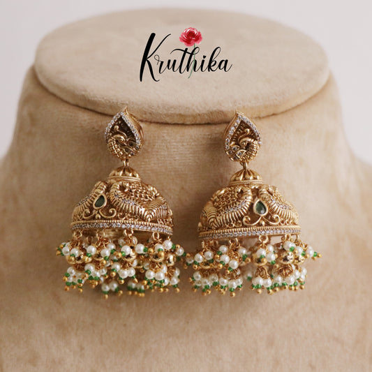 Premium peacock Guttapoosalu Jhumkas E488