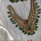 Two Layer Victorian Flower Necklace with Green Beads NC1175