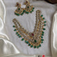 Two Layer Victorian Flower Necklace with Green Beads NC1175