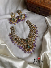 Two Layer Victorian Flower Necklace-with purple Beads NC1173