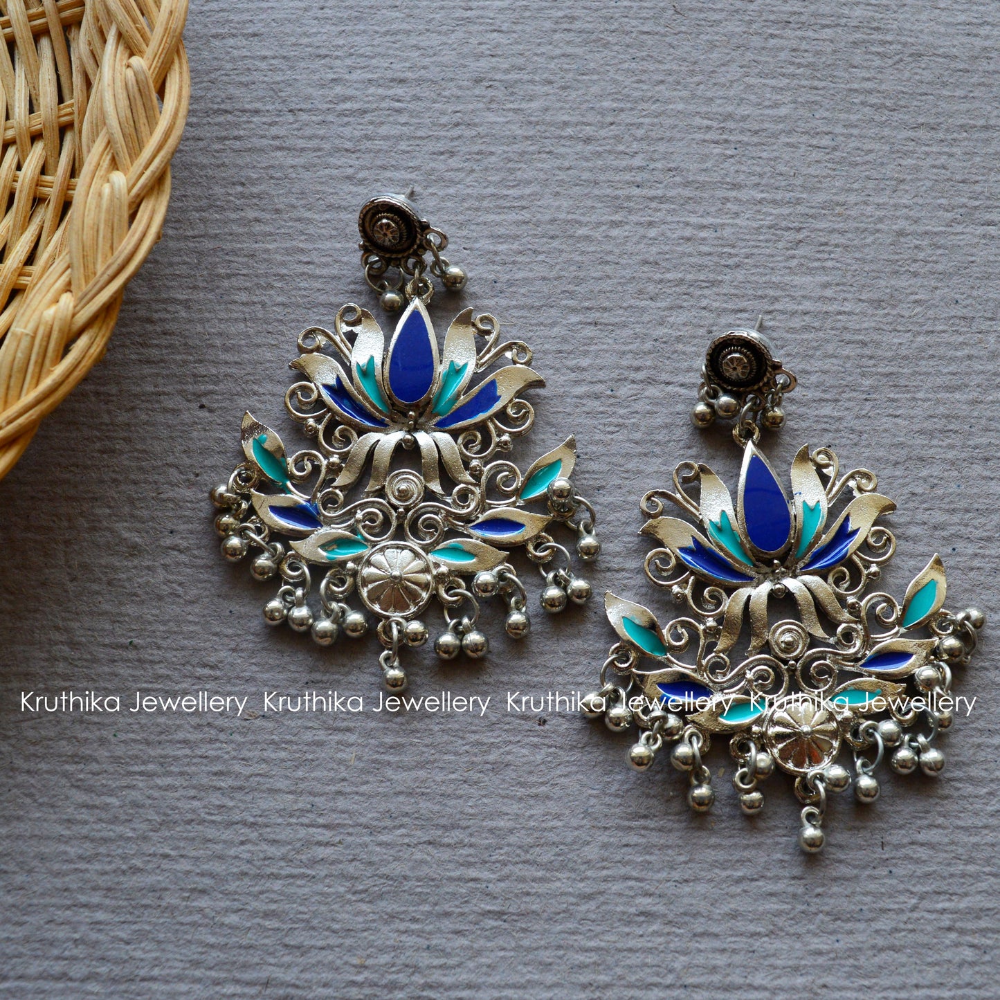 German Silver Lotus Earrings