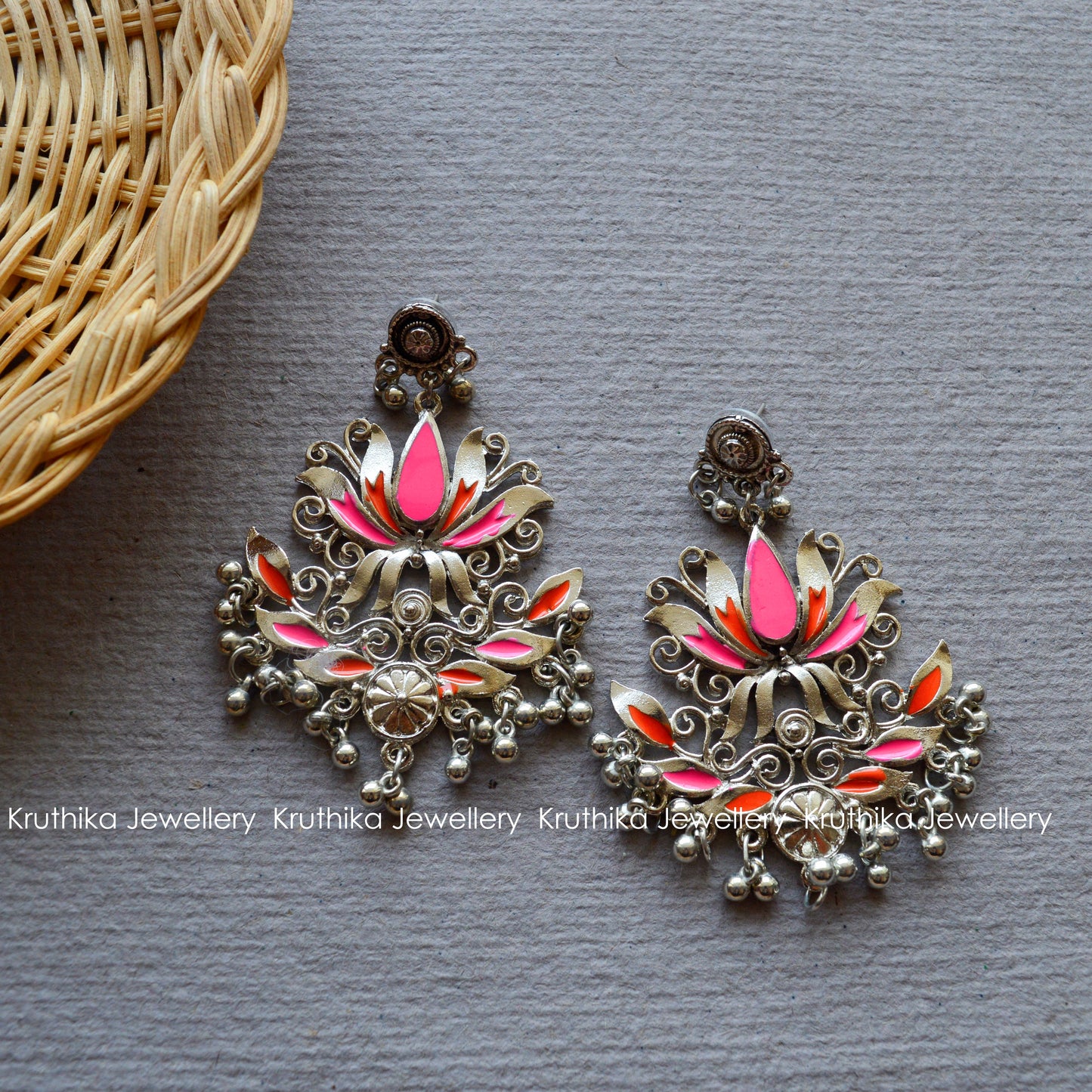 German Silver Lotus Earrings