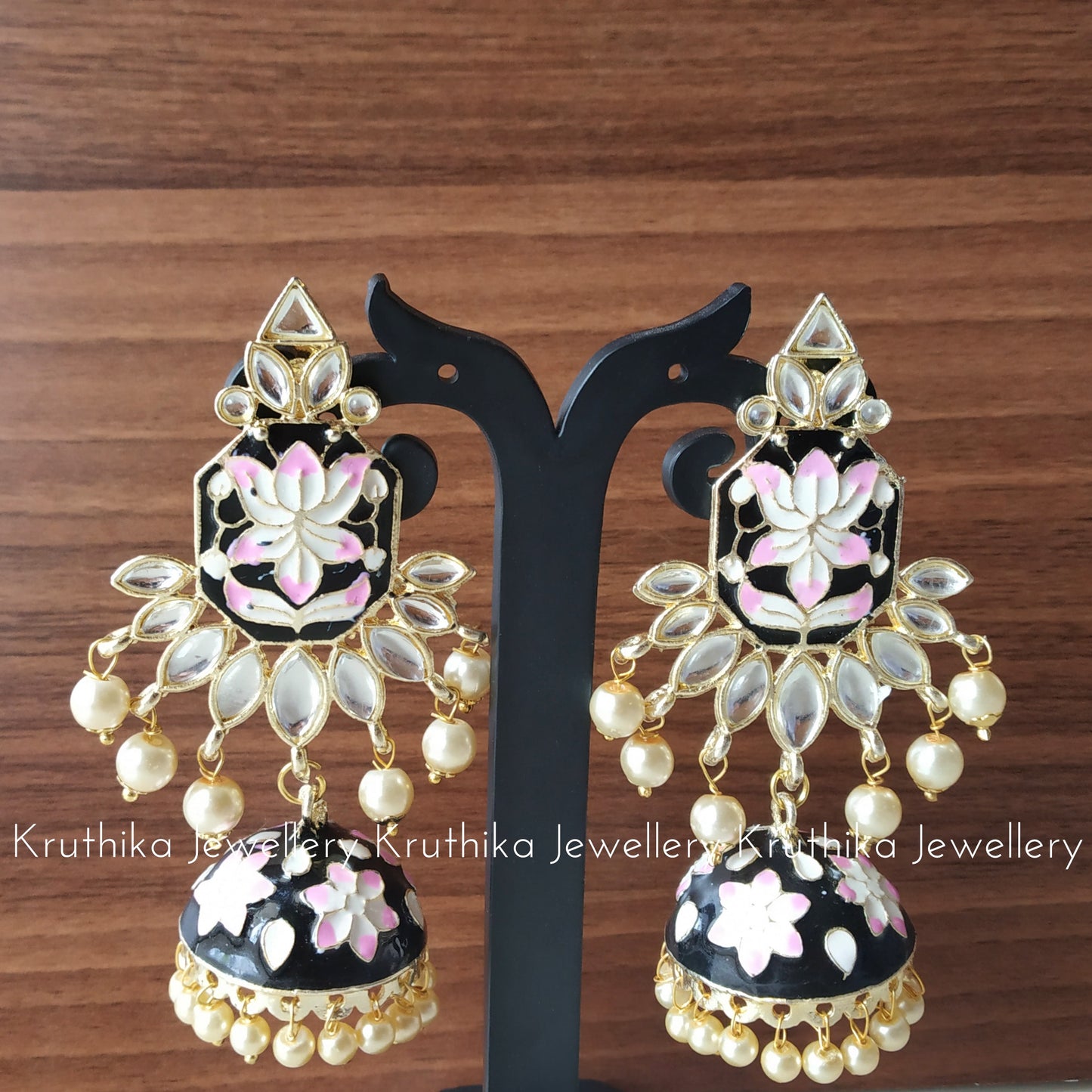 Big Kundan pearl drops jhumkas E59