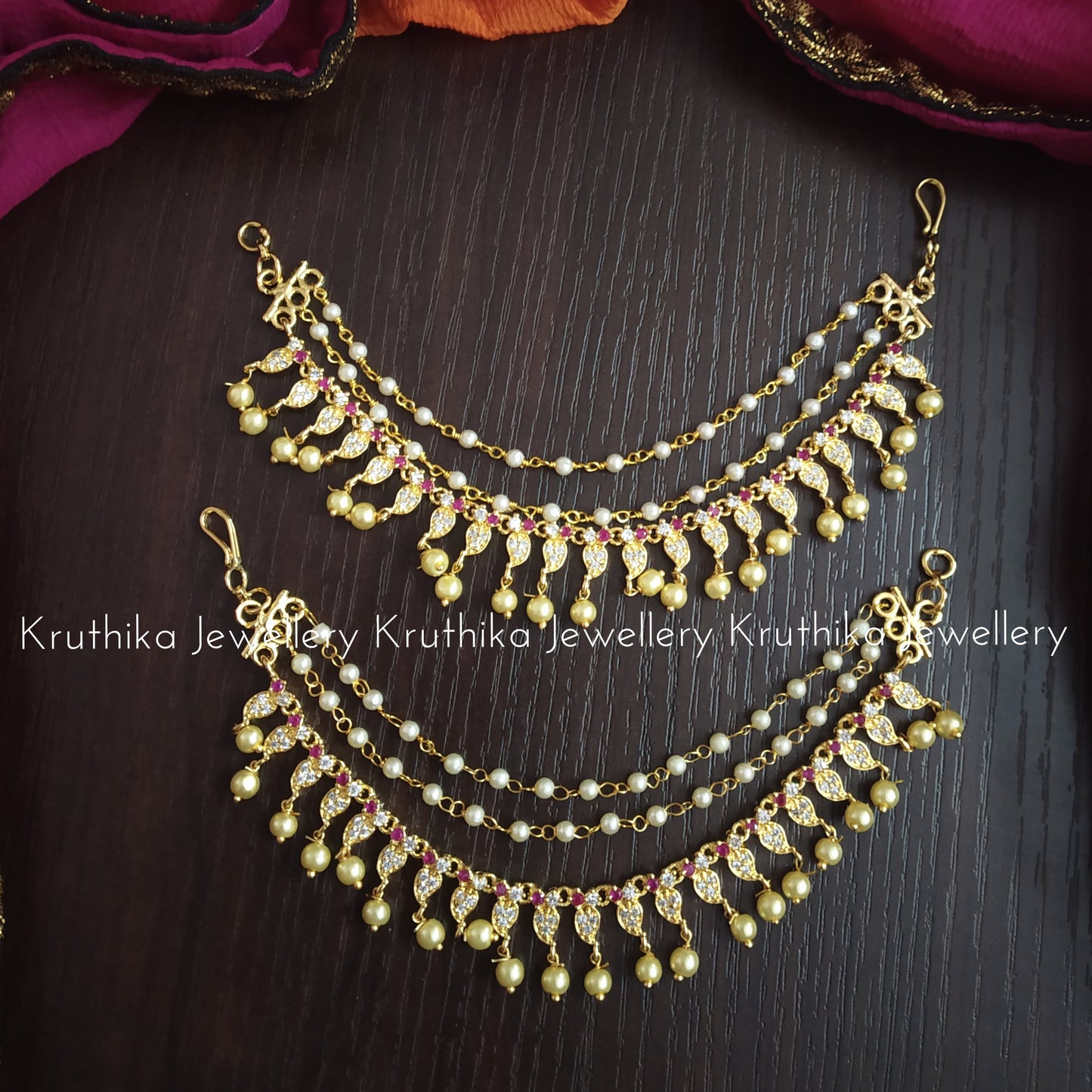 CZ mango design earchains