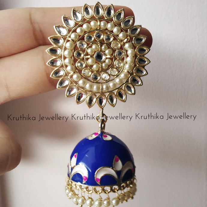 Kundan chakra Jhumkas