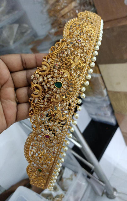 Premium AD Cutwork peacock hip belt V42