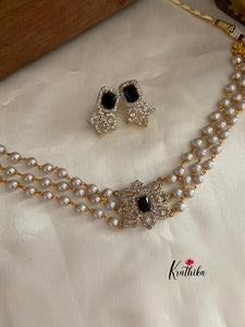 Pearls choker with AD pendant NC548