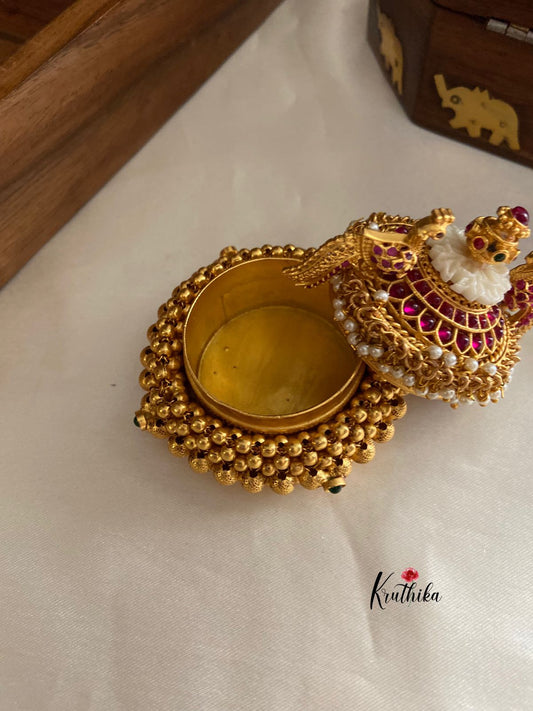 Golden beads peacock kumkuma bharini K1