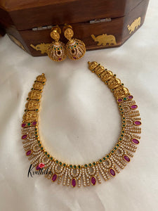 Simple ruby Lakshmi patterned necklace NC602