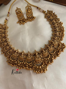 Lakshmi patterned golden bead drops necklace NC608
