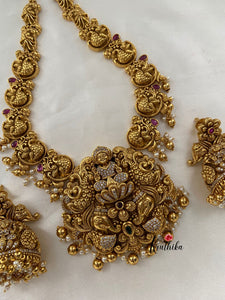Premium polish Lakshmi Devi peacock bridal necklace NC617