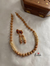 Golden beads & cluster pearls maala LH304