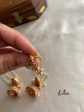 Kemp jhumkas with pearl earchains E214