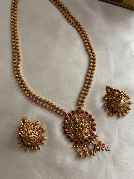 Golden beads maala with Lakshmi pendant LH303