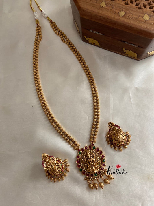 Golden beads maala with Lakshmi pendant LH303