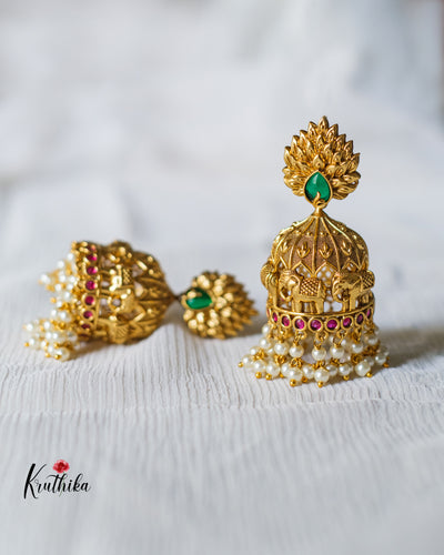 Elephant pattern jhumkas E191