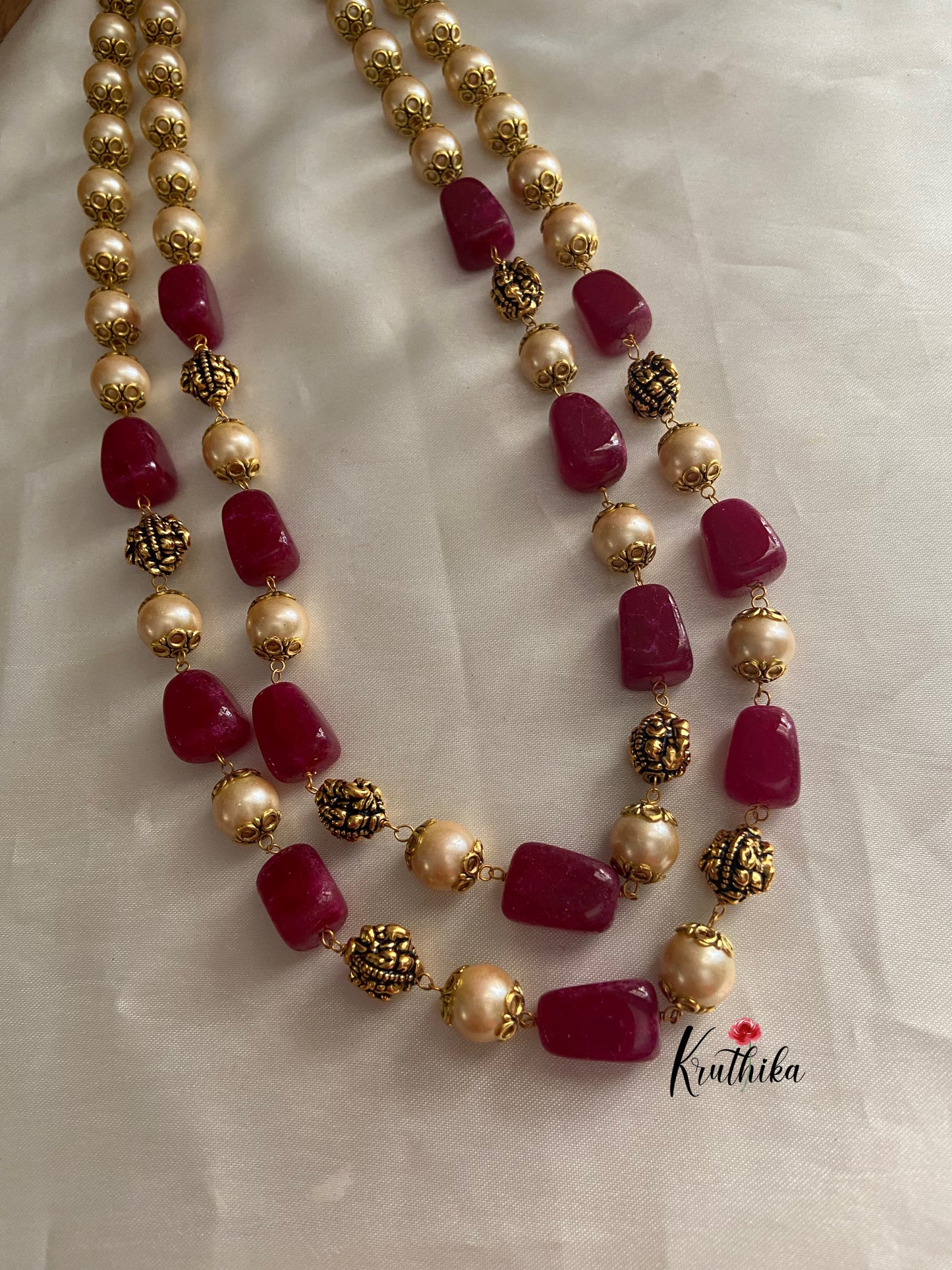 Two lines pearls beads maala LH402