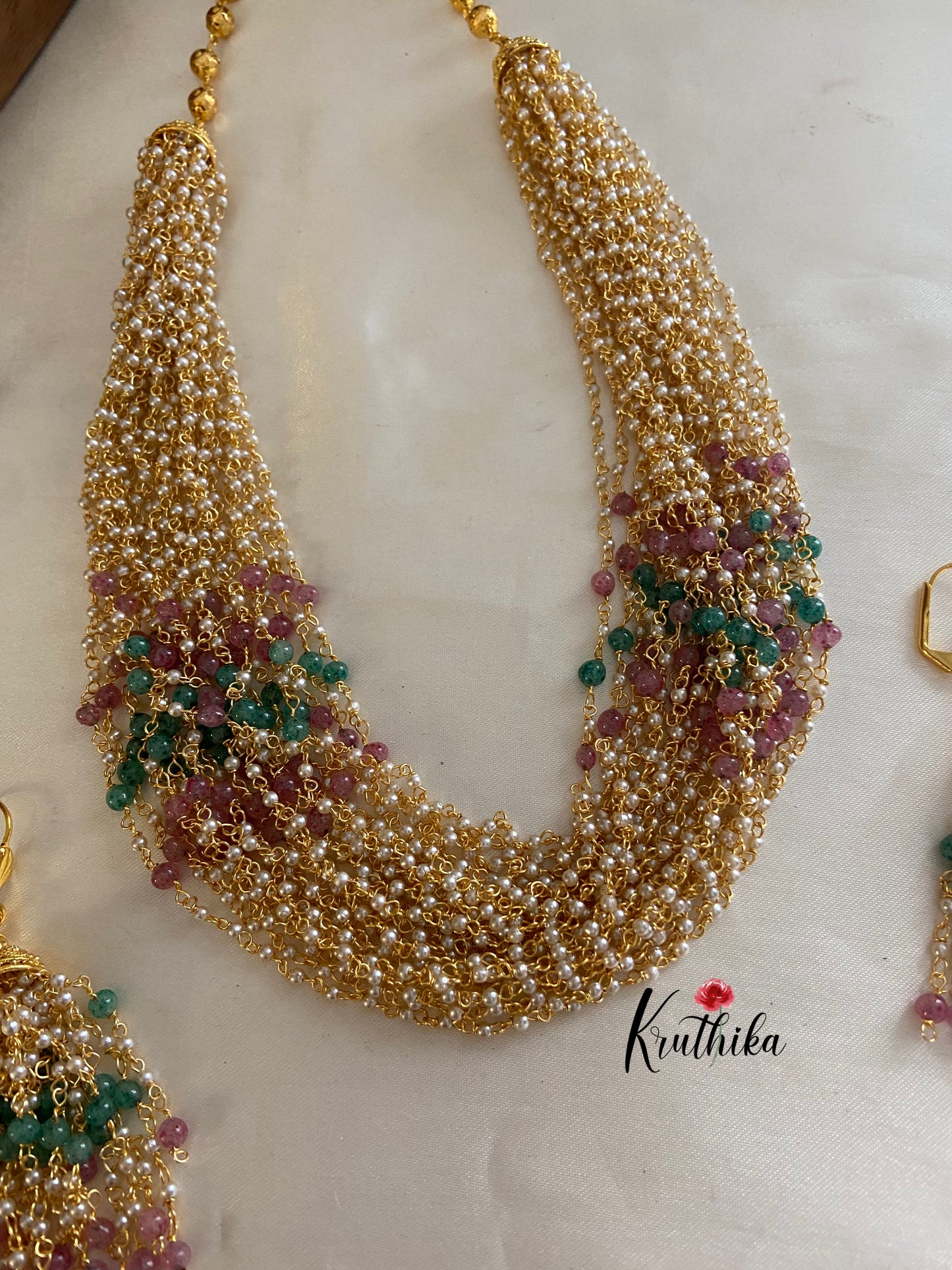 Multi beaded pearls 24 lines maala NC698