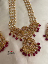 Pearls haaram with AD peacock pendant Ruby bead drops LH360