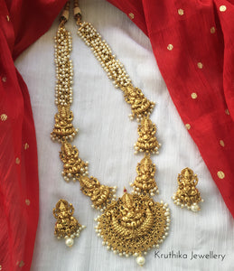 Ganesha haaram with cluster pearl chain LH95