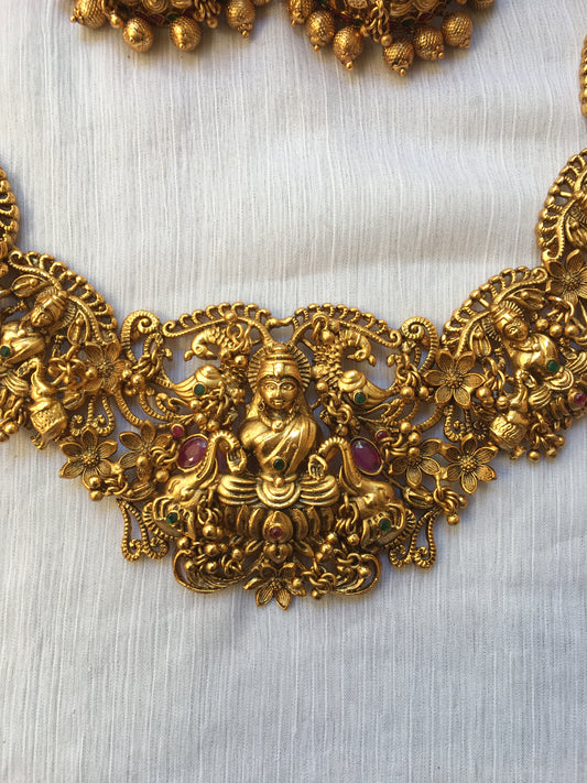 Intricate antique finish Lakshmi Devi Necklace set NC179