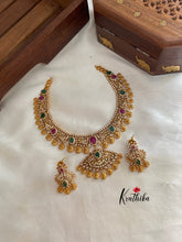 AD peacock kasu multi stone necklace NC661