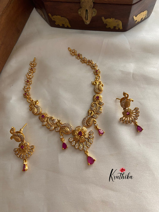 Simple cz peacock necklace NC725