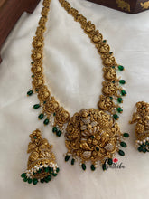 Premium polish Lakshmi peacock emerald with green bead drops haaram LH338