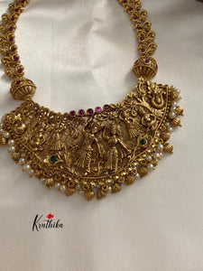 Premium antique polish Radha krishna necklace NC499