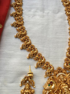 Gold alike Lakshmi Devi peacock haaram LH60