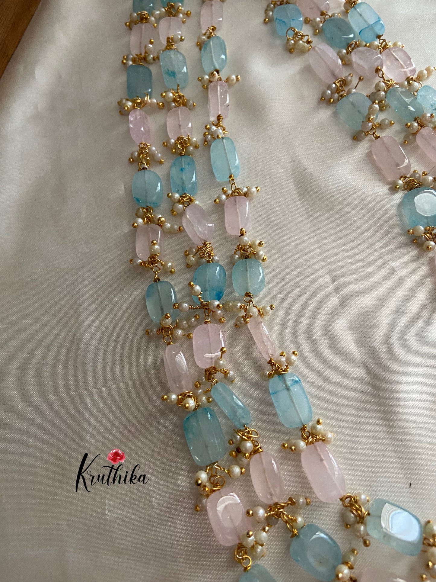 Three lines beads pearls maala LH416 (6 colors available)