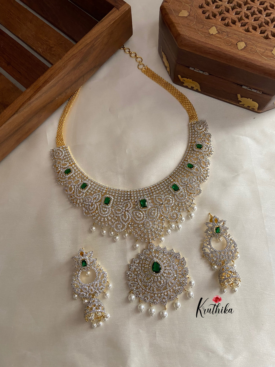 Gold finish AD bridal necklace NC539