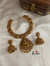 Antique finish Lakshmi peacock necklace NC582