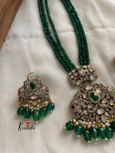 Victorian green crystal beads haaram LH386