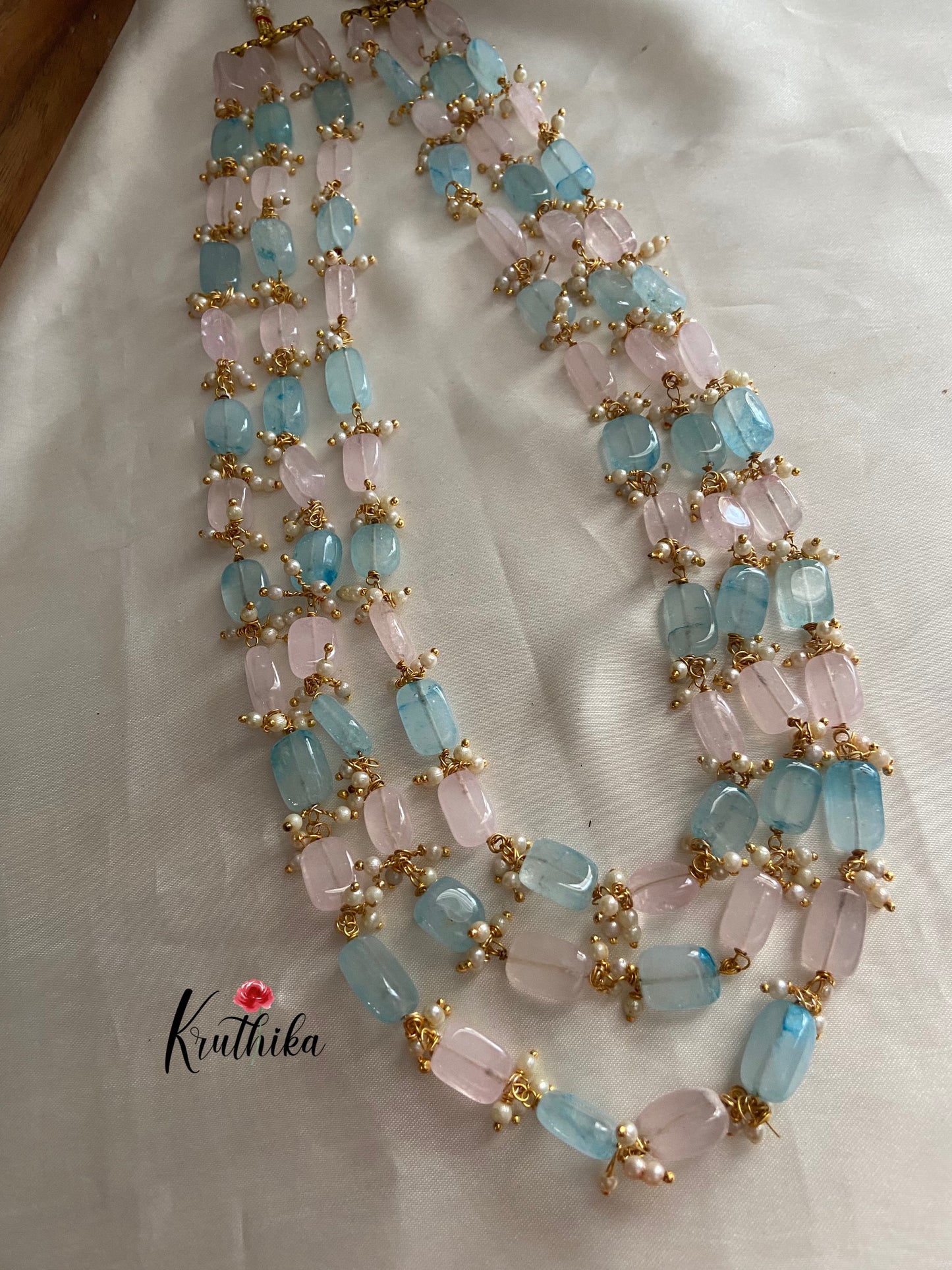 Three lines beads pearls maala LH416 (6 colors available)