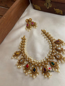 Navaratna Cz pearls necklace NC751